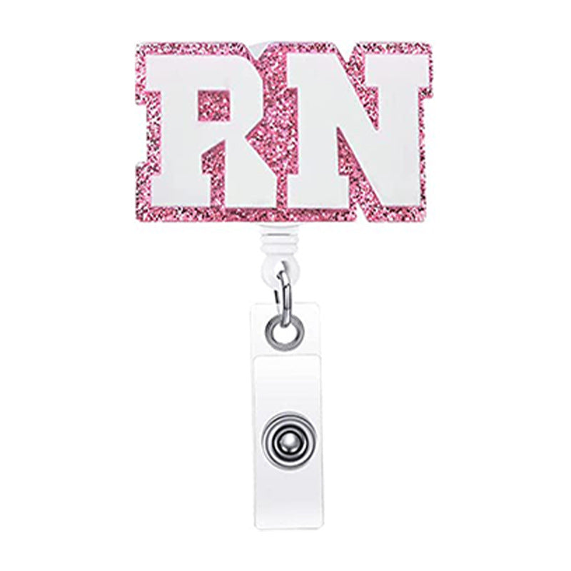 Wholesale Badge Reels Glitter Sequin Nurse Doctor Acrylic Retractable Keychains